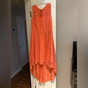 NWOT-Dress Trells New Coral Lace Dip Hem Dress, Size XL